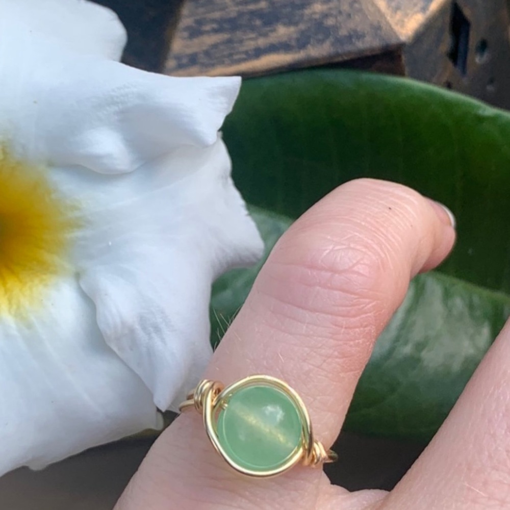 Teal green handmade jade ring - Picture 3 of 4